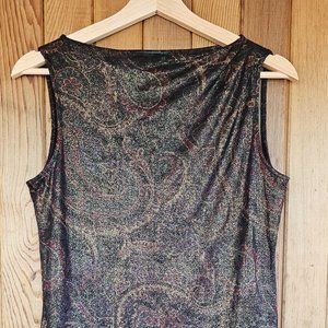 NEW Lauren Ralph Shiny Blend Brown Sleeveless Tank
